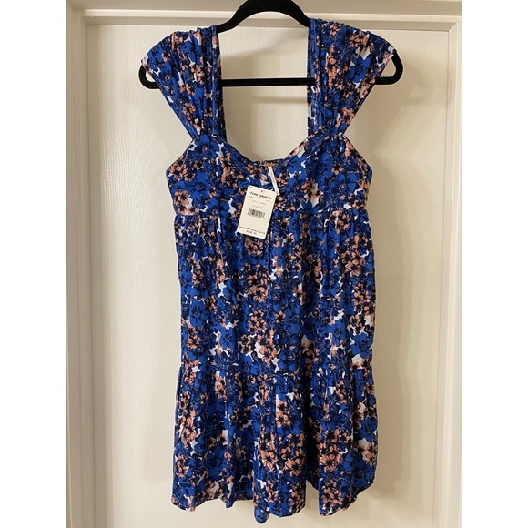 Free People Pattern Play Mini Dress in Cool Blue - Picture 6 of 11